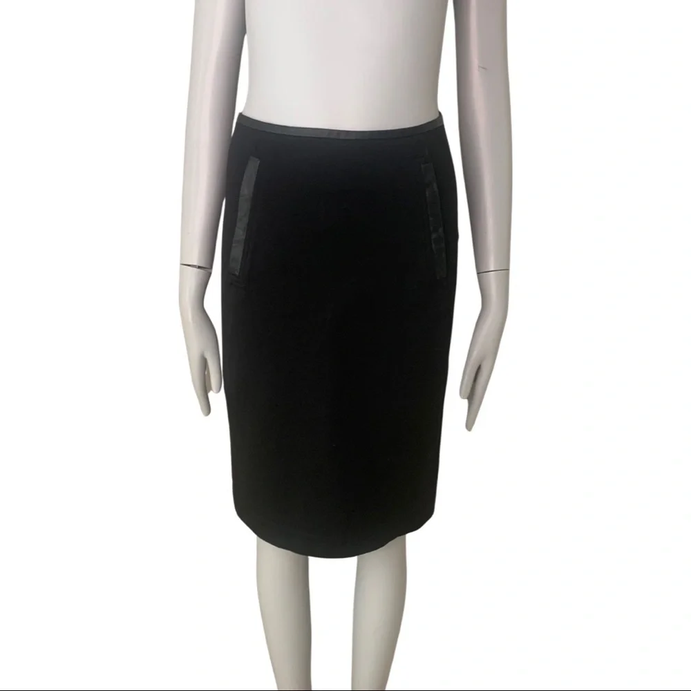 VINCE Black Ponte Knit Pencil Skirt Stretch Size 0